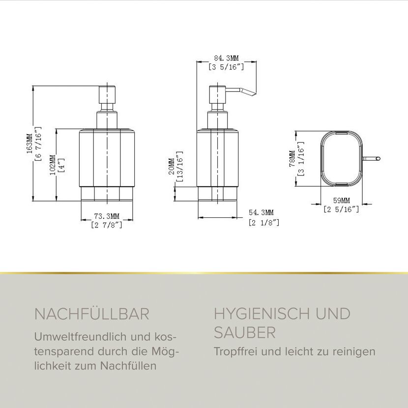 Seifenspender 'Soulution' eckig verchromt/weiß