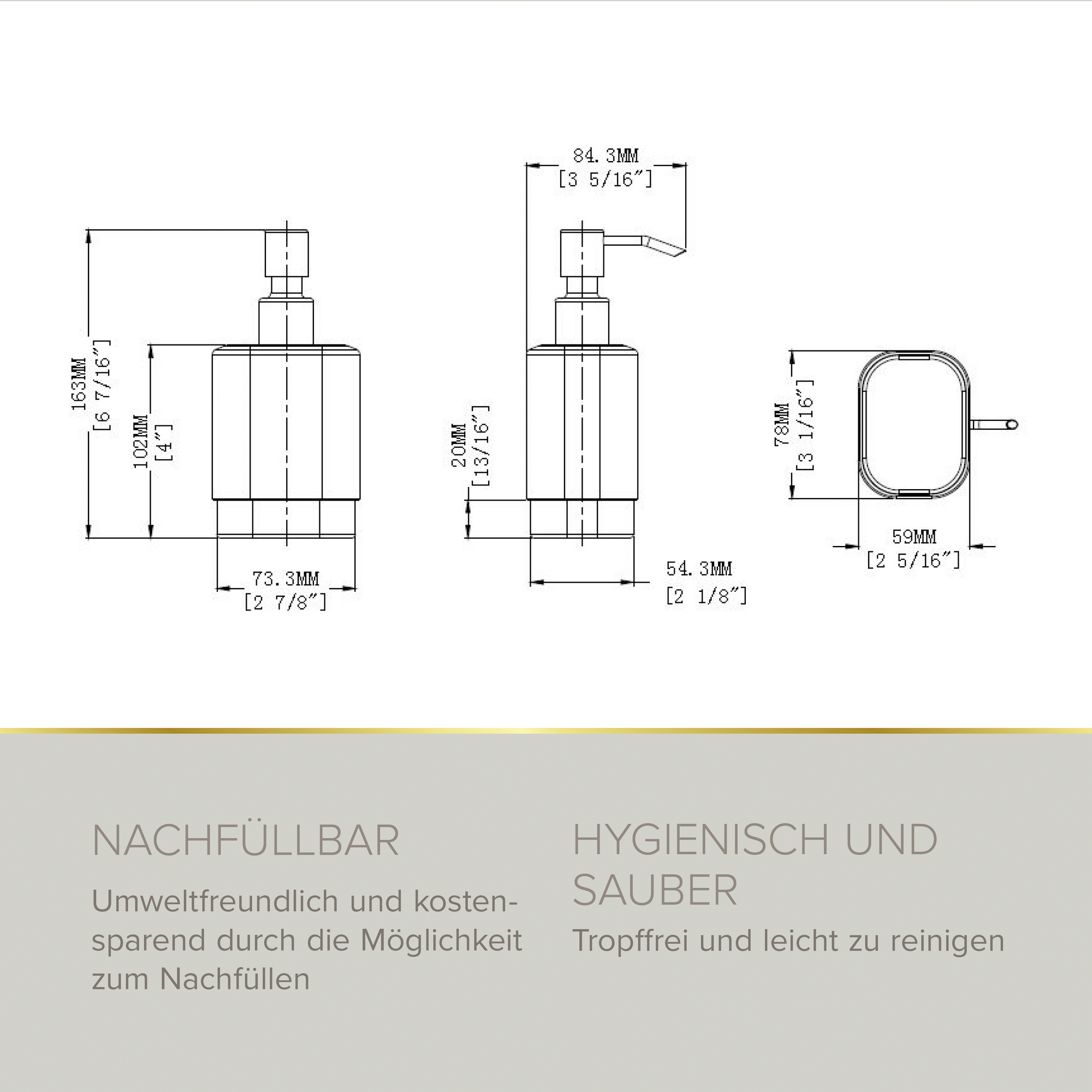 Seifenspender 'Soulution' eckig nickelfarben/weiß