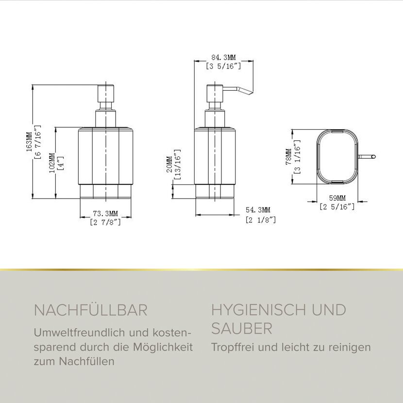Seifenspender 'Soulution' eckig nickelfarben/weiß