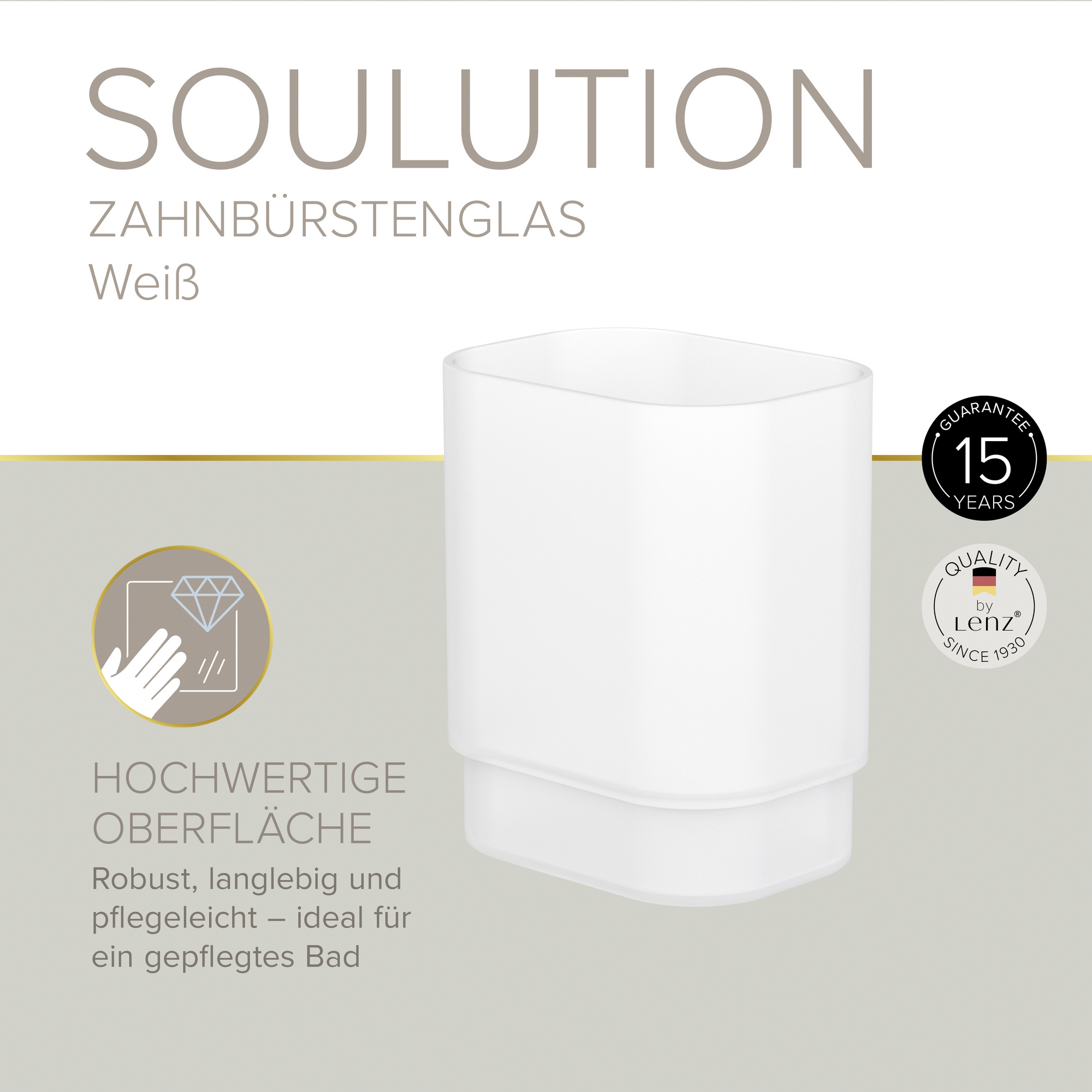Zahnputzglas 'Soulution' eckig weiß