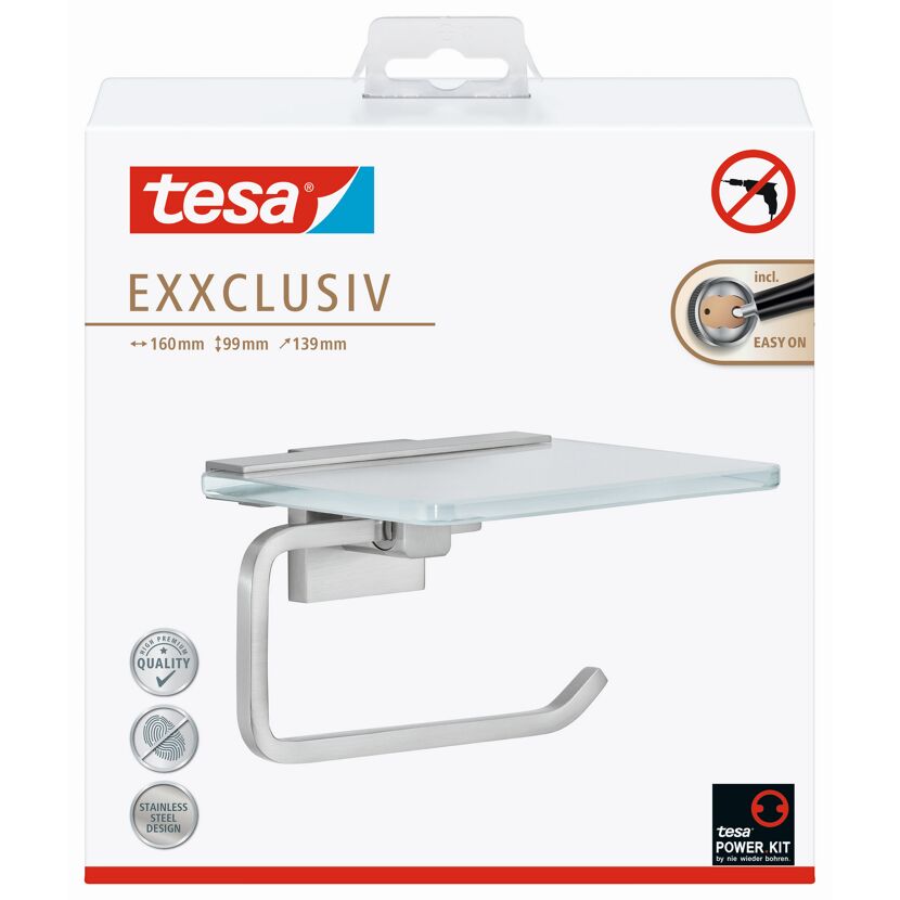 Tesa Exklusiv Toilettenpapierhalter mit Ablage