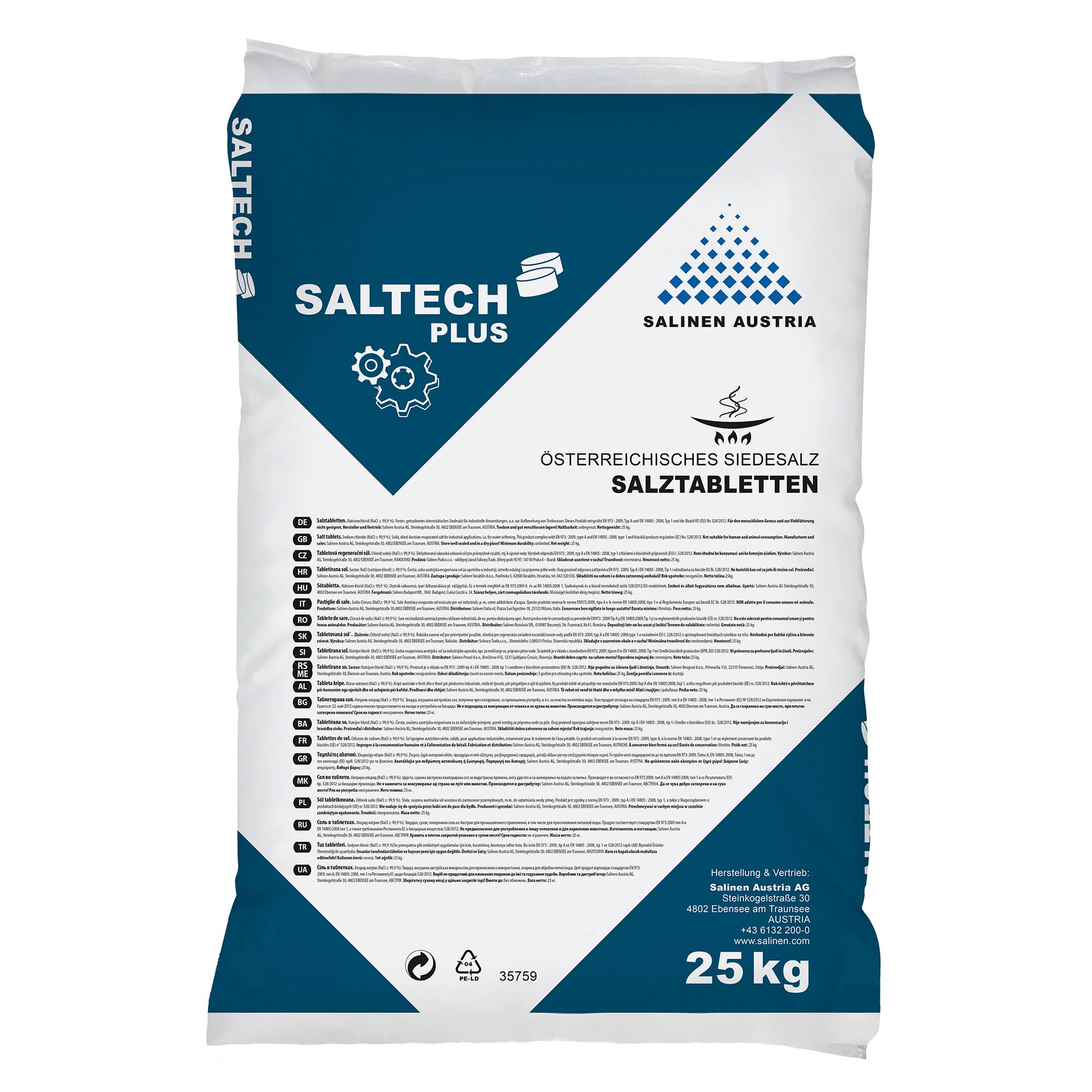 25 kg Sack Salztabletten von SALTECH PLUS.