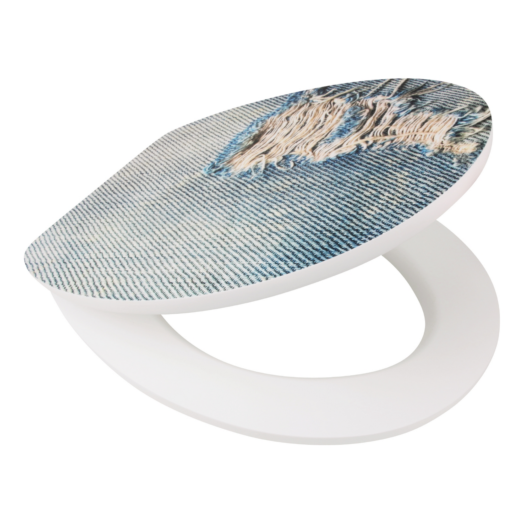 WC-Sitz 'Dekor Denim Blue' Soft Touch Holzkern, mit Absenkautomatik + product picture