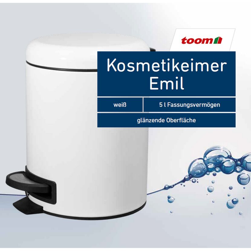 Weißer Kosmetikeimer Emil mit 5 l Fassungsvermögen