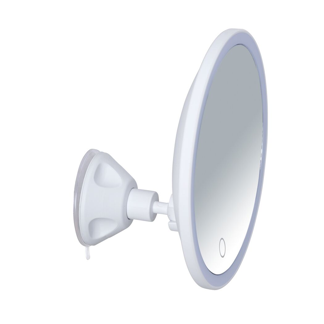 Weißer LED-Kosmetikspiegel mit Saugnapf