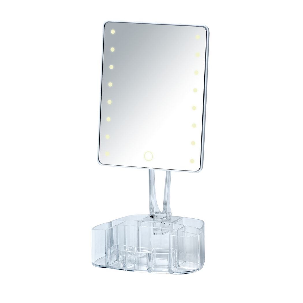 LED-Standspiegel mit Organizer und Beleuchtung