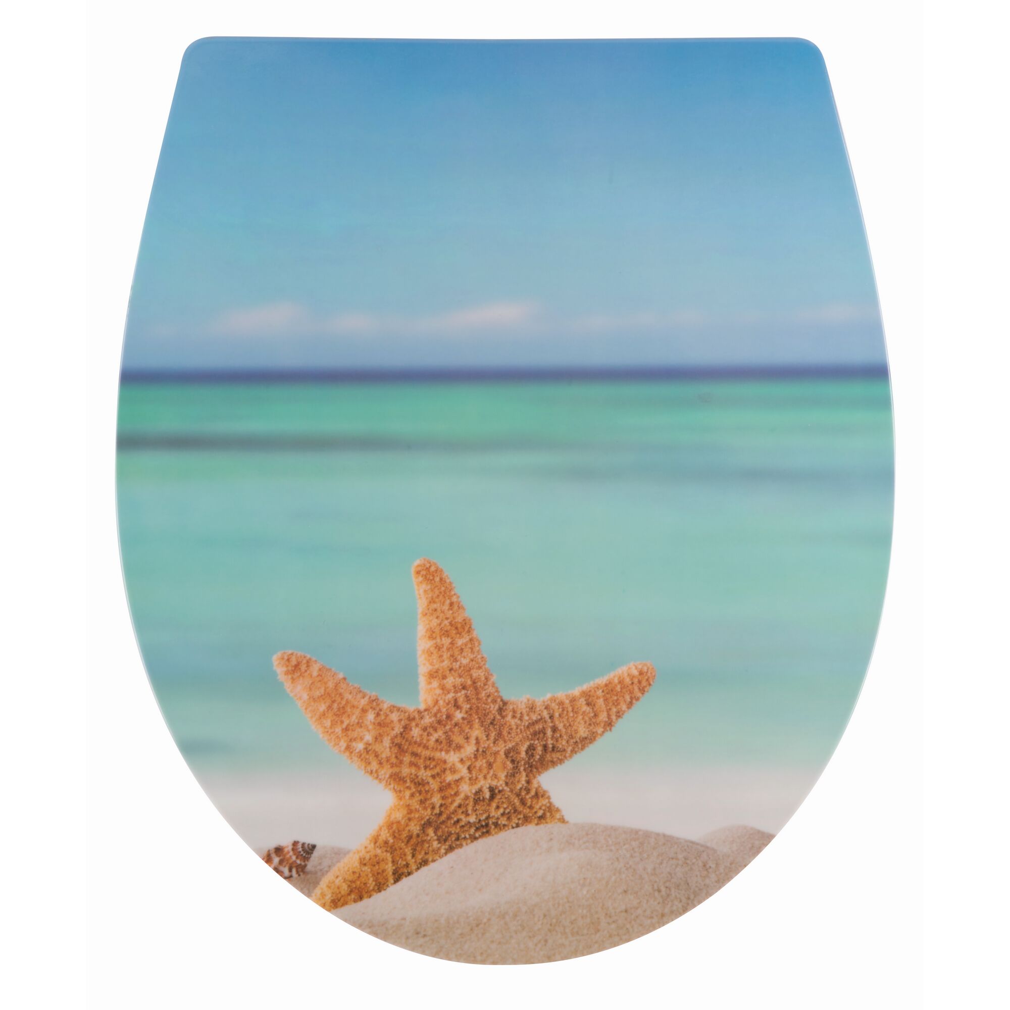 WC-Sitz mit Seestern am Strand