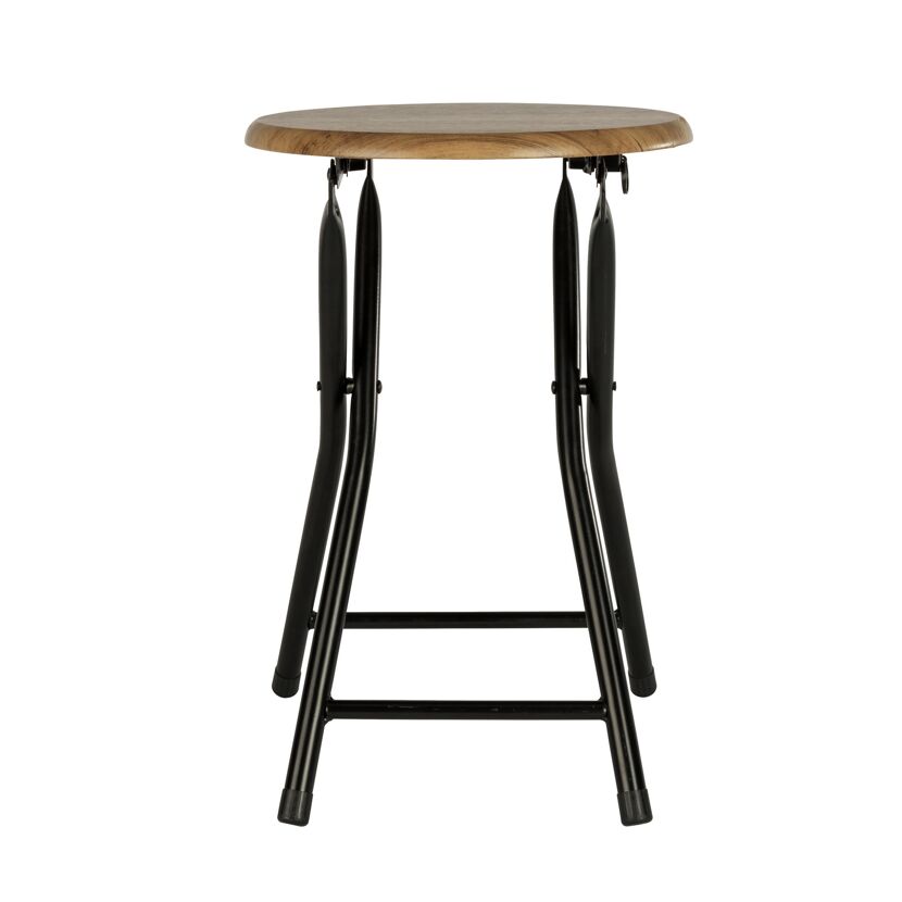 Klappbarer Badhocker Forio mit runder Holzplatte