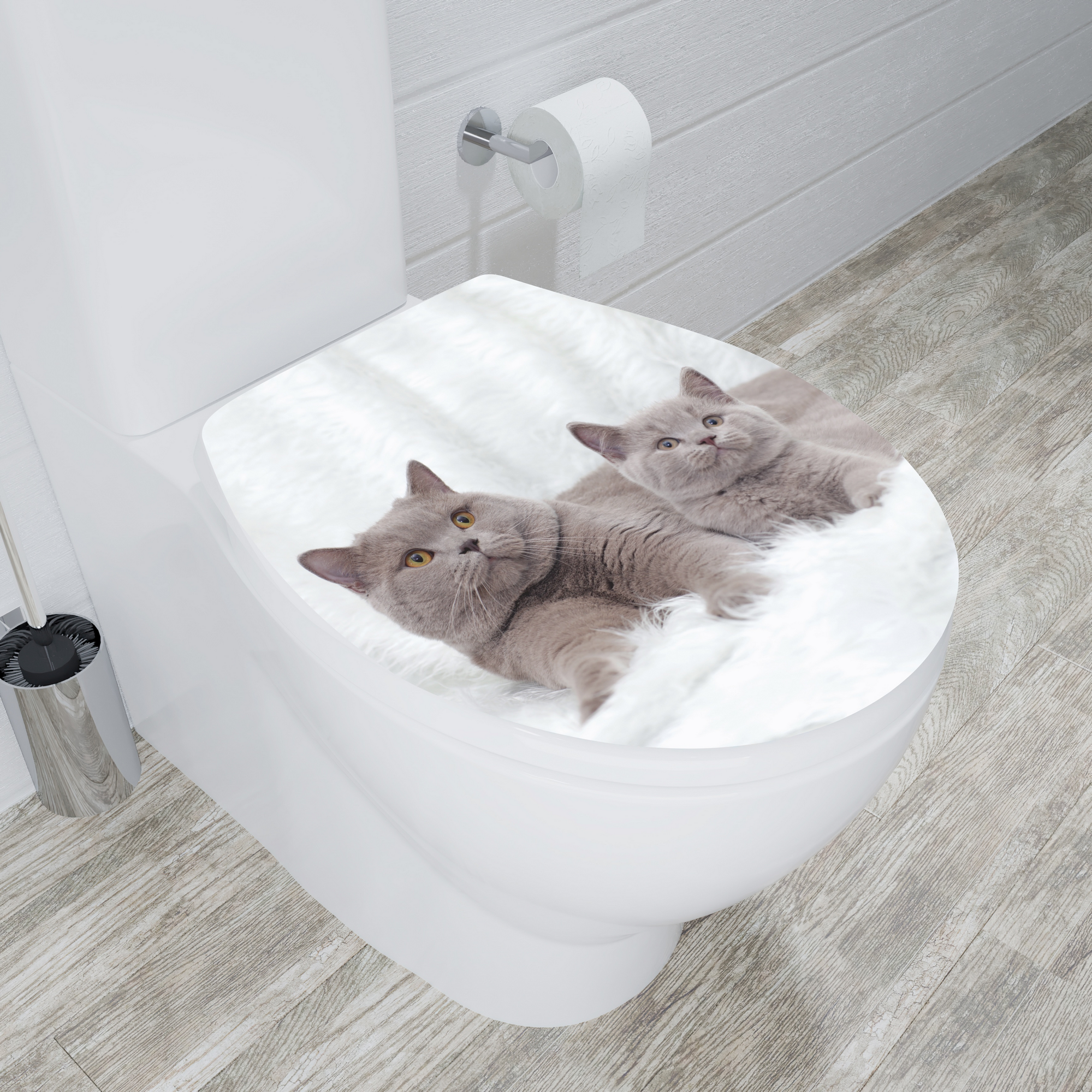 WC Sitz 'Katze' grau/weiß 45 x 38 cm + product picture