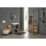 Modernes Badezimmer mit WC, Waschbecken und Dusche.