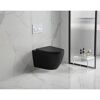 Schwarzes, wandhängendes WC in modernem Badezimmer.