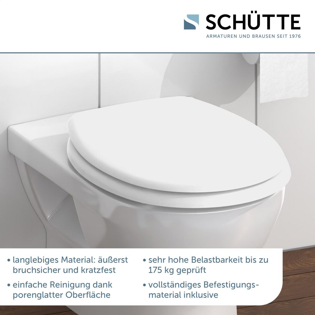 Weißer WC-Sitz der Marke SCHÜTTE.
