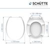 WC-Sitz, Draufsicht und Ansicht von unten mit Maßen