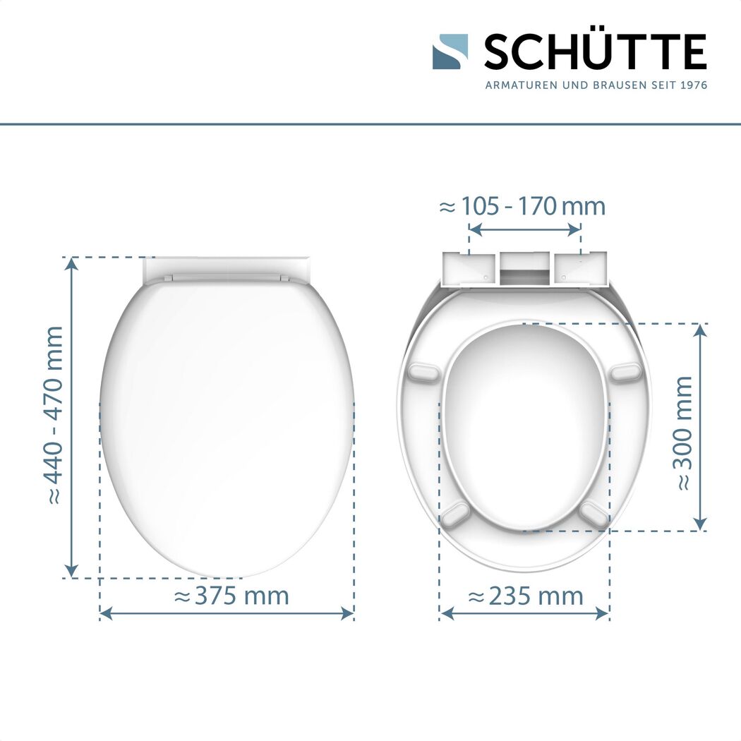WC-Sitz mit Maßen