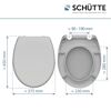 WC-Sitz Duroplast grau, Ansicht von oben und unten mit Maßen