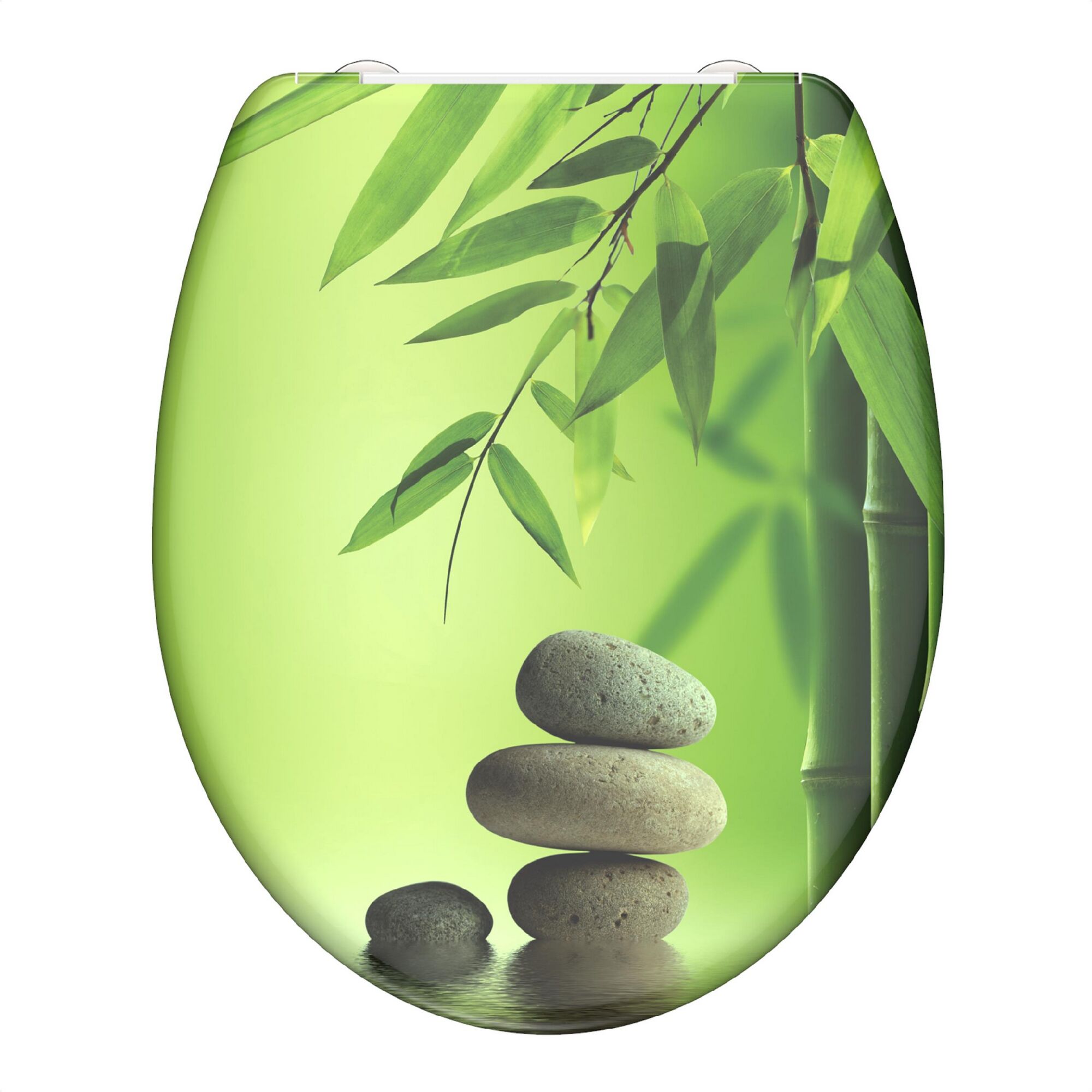 WC-Sitz mit Bambus und Steinen