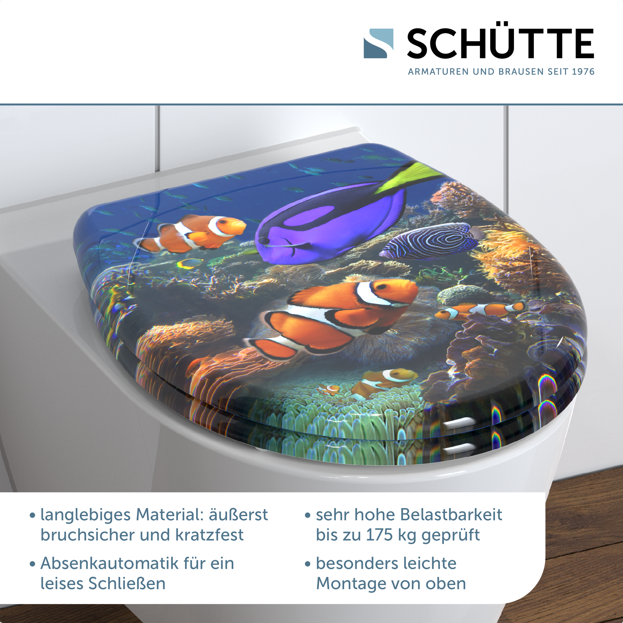 WC-Sitz 'Sea Life' mit Absenkautomatik Duroplast
