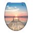 WC-Sitz mit Stegmotiv bei Sonnenuntergang