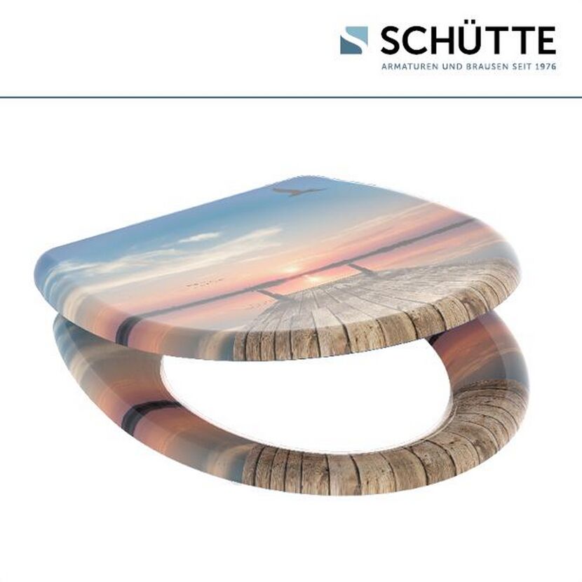 WC-Sitz mit Sonnenuntergang-Motiv