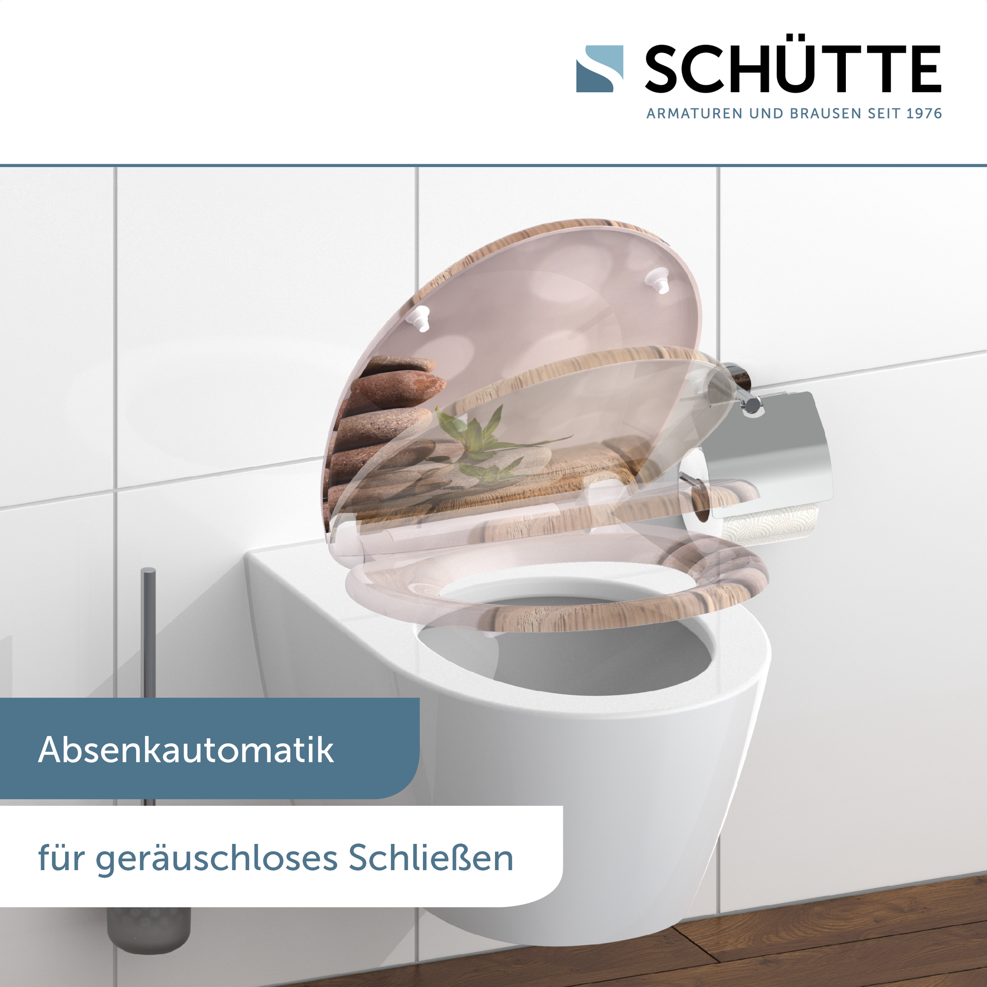 WC-Sitz 'Stone Pyramid' mit Absenkautomatik 37,4 x 45,3 cm