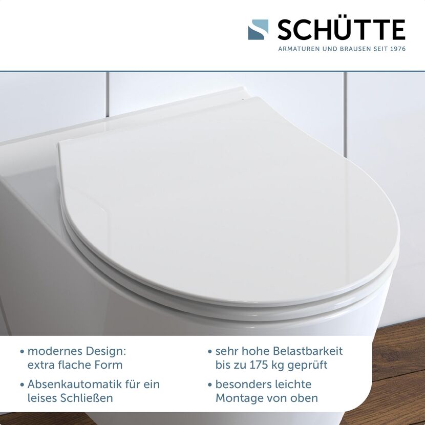 Weißer WC-Sitz von Schütte.