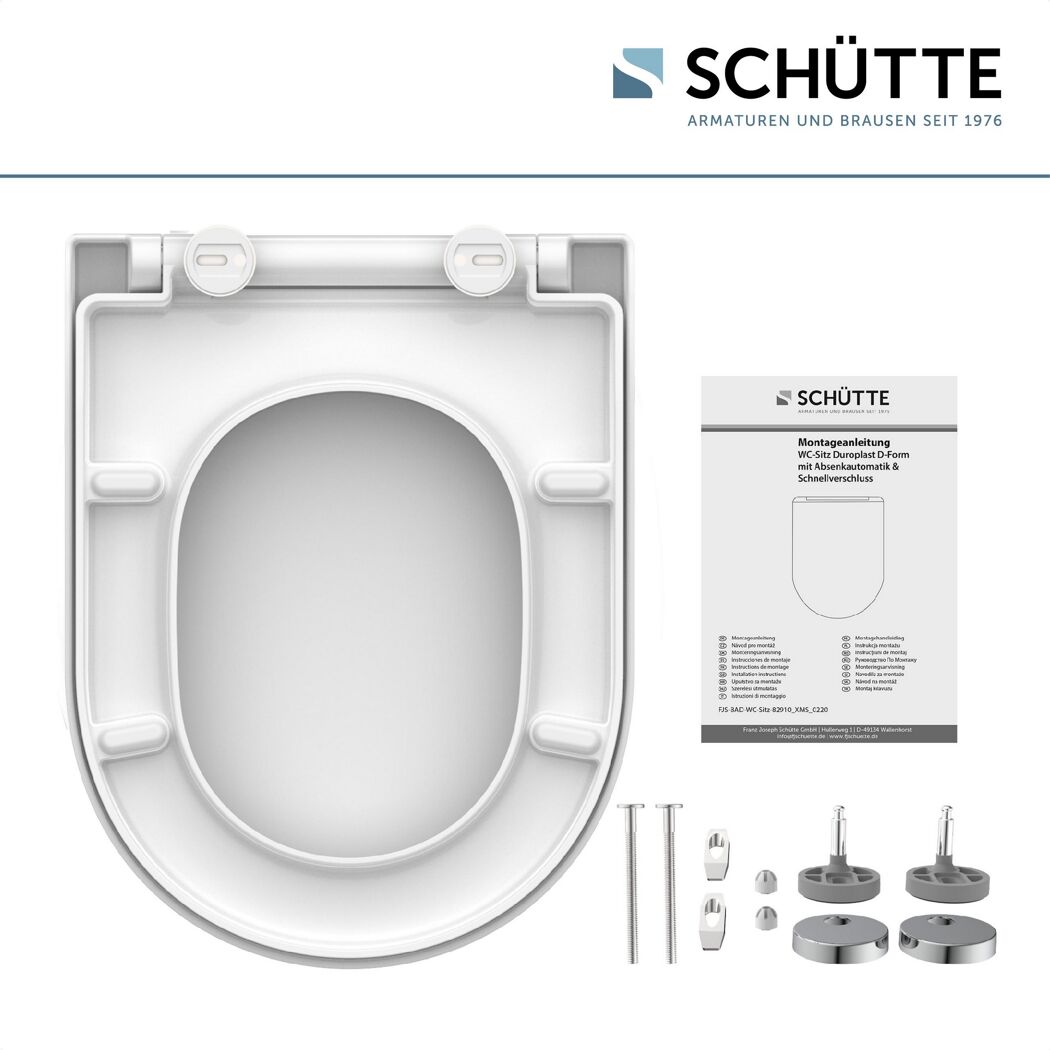 Schütte WC-Sitz Duroplast D-Form weiß mit Befestigungsmaterial