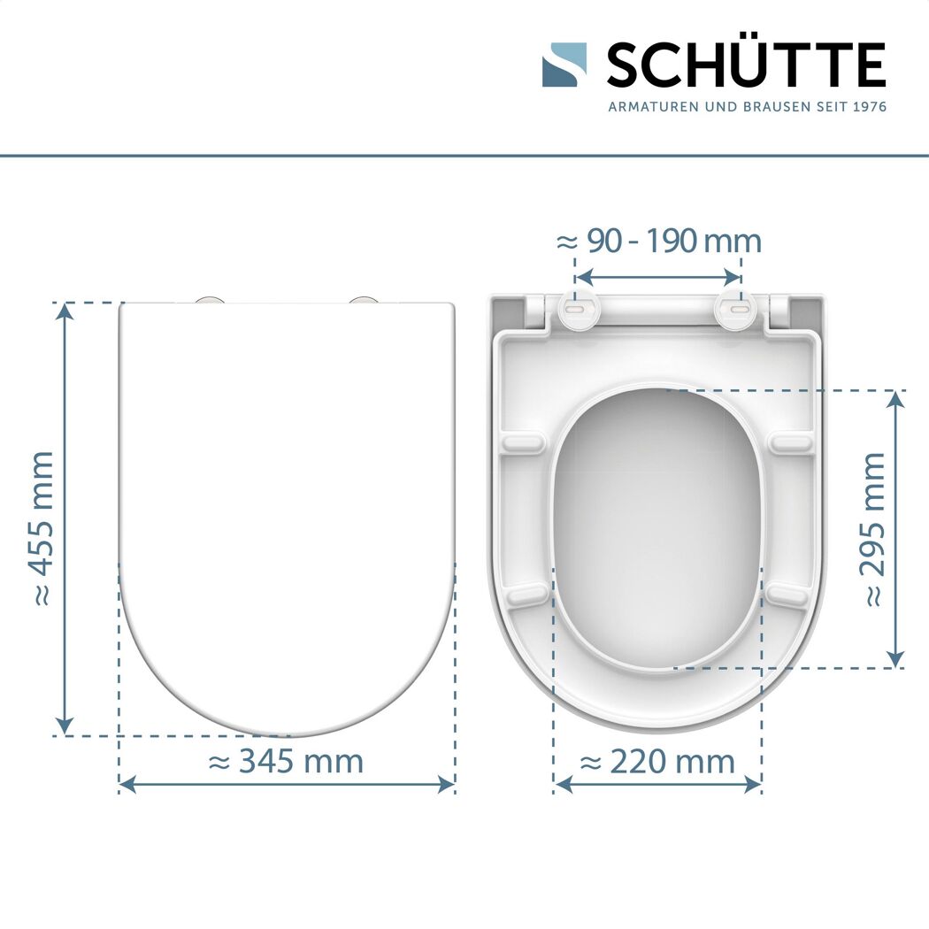 WC-Sitz, weiß, mit Maßen