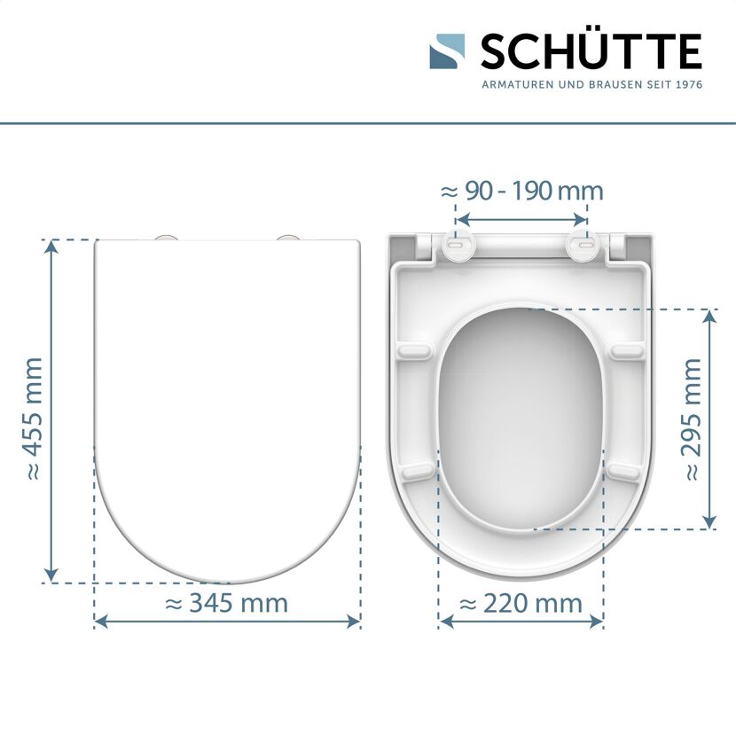 WC-Sitz, weiß, mit Maßen
