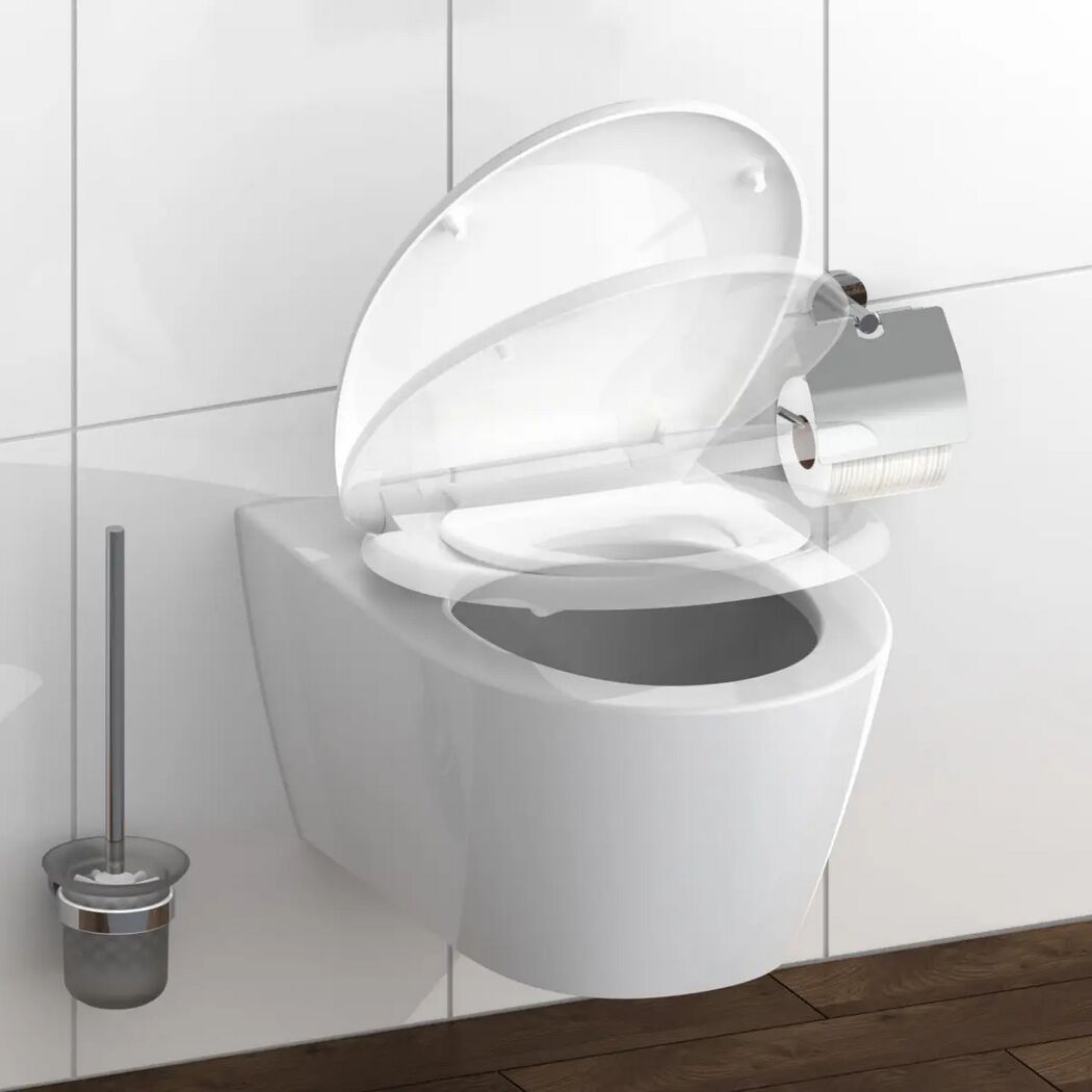 WC-Sitz 'FAMILY WHITE' mit Absenkautomatik weiß Duroplast
