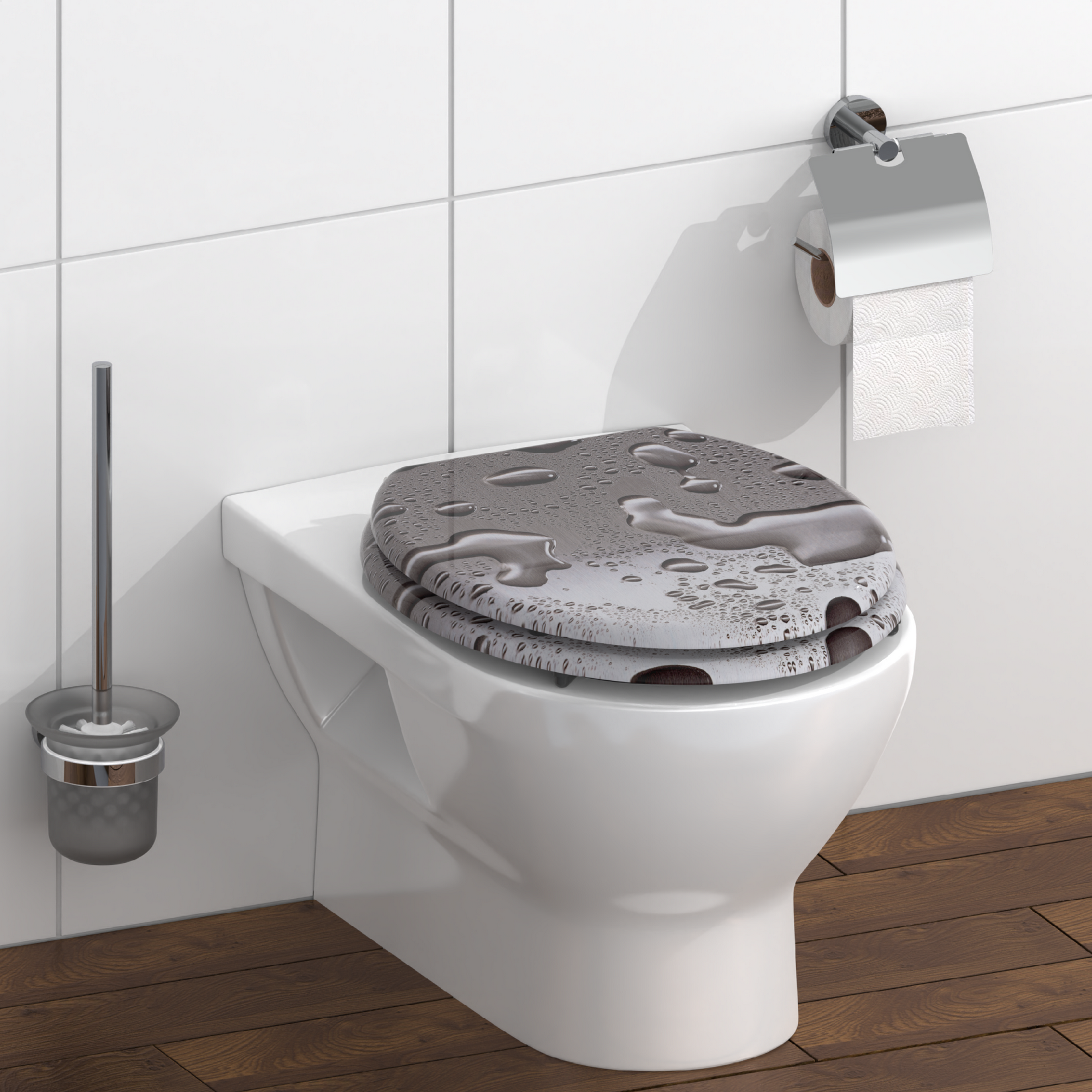 WC-Sitz 'Grey Steel' Holzkern