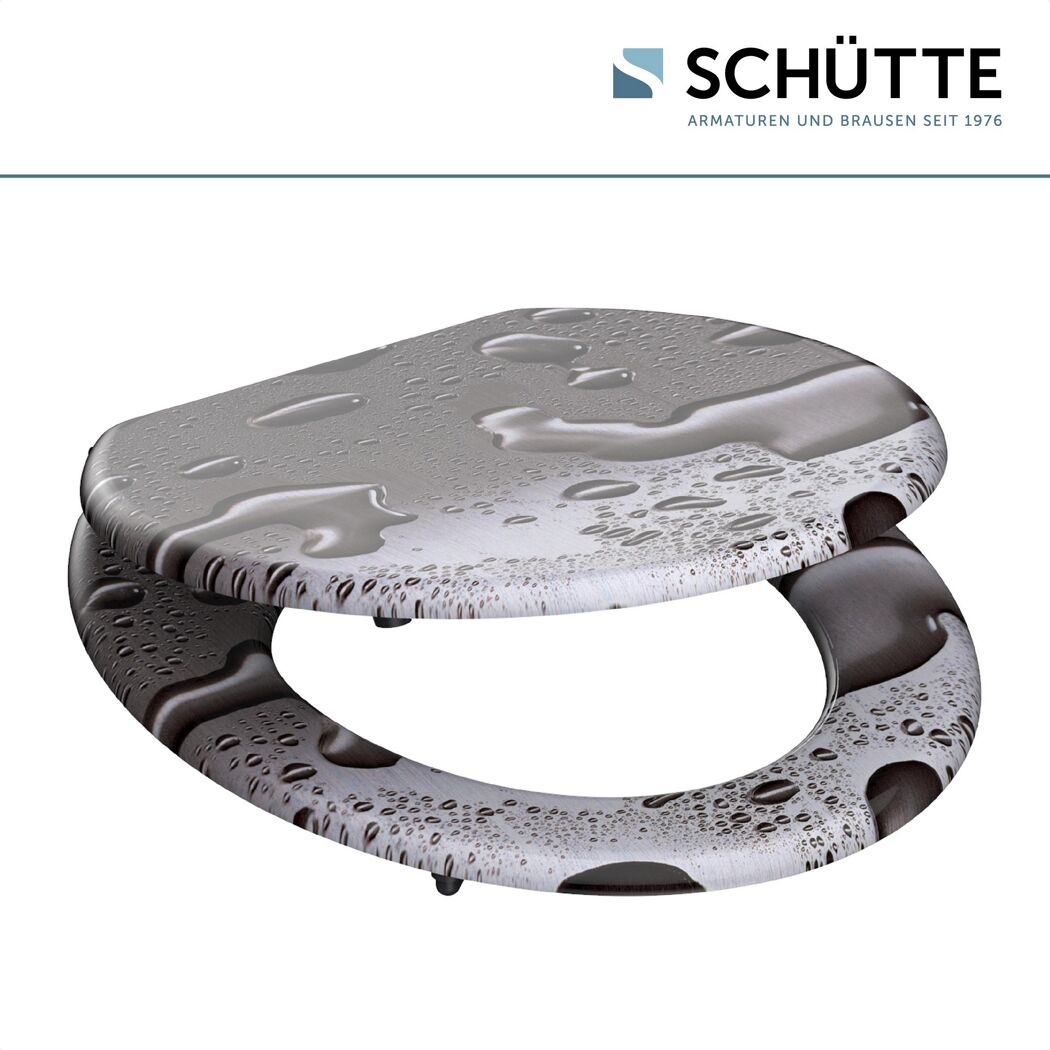 WC-Sitz Grey Steel mit Wassertropfen