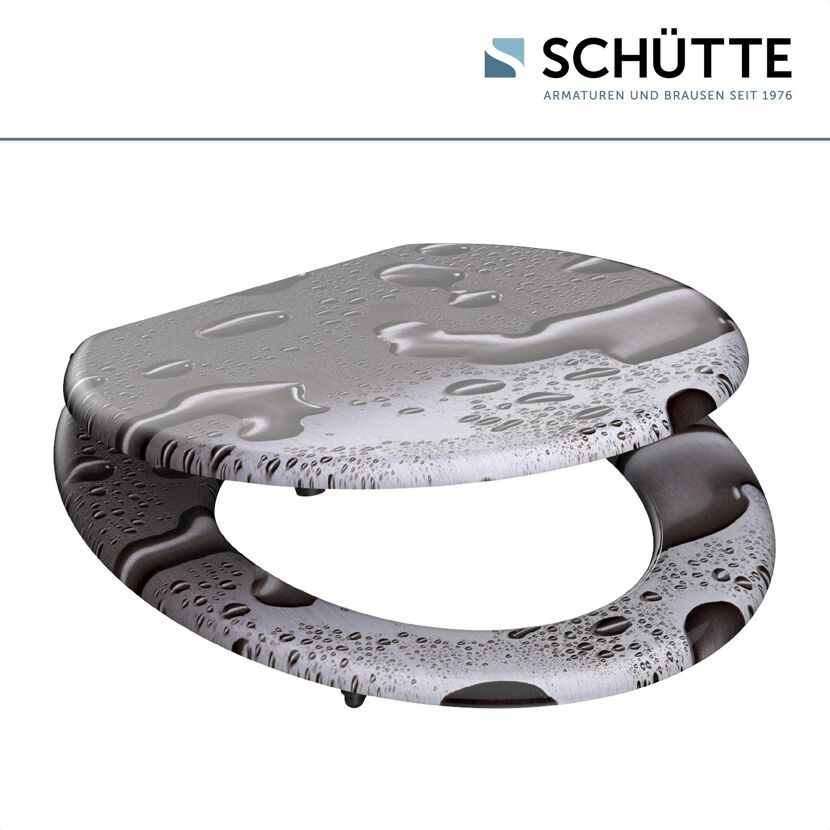 WC-Sitz Grey Steel mit Wassertropfen