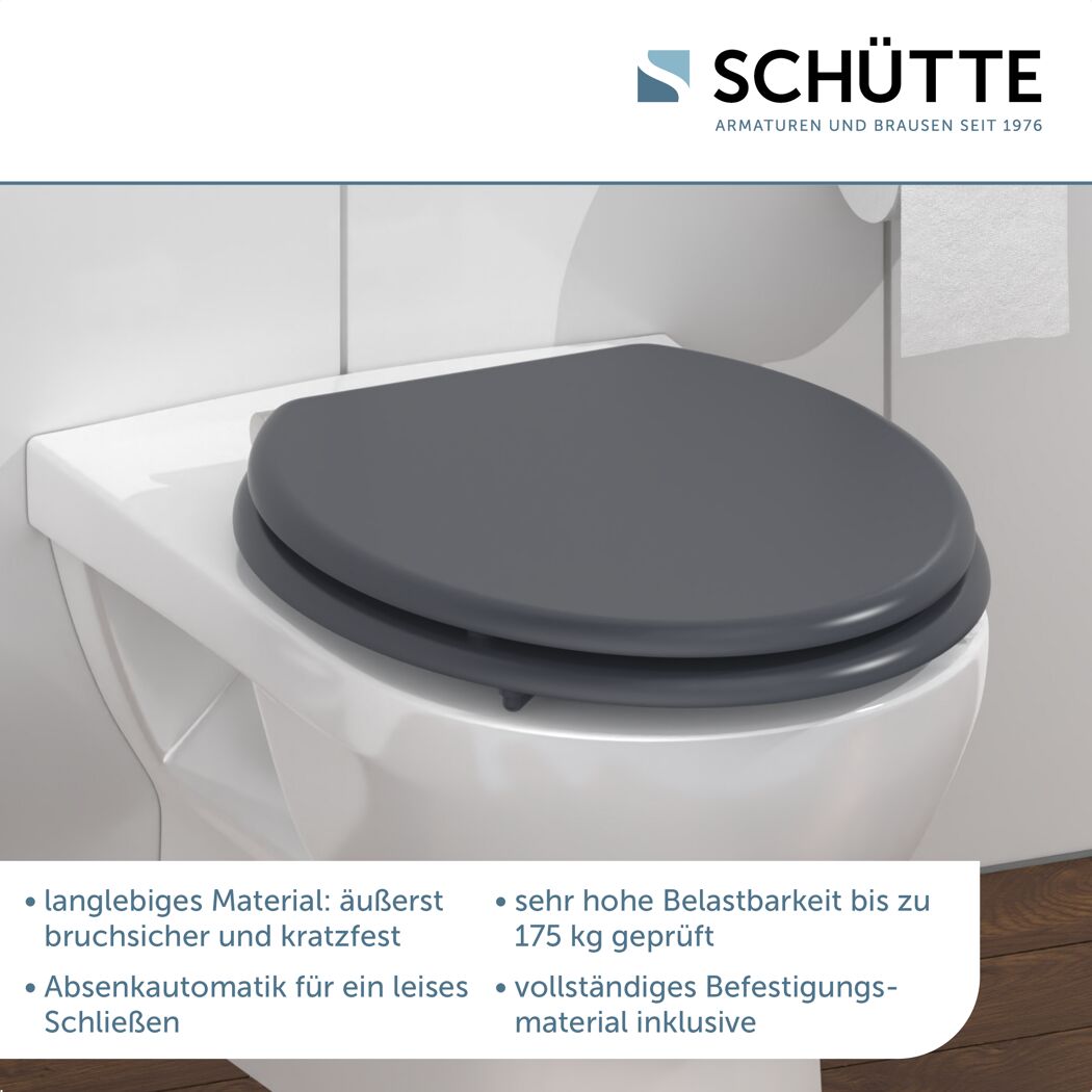 WC-Sitz mit Absenkautomatik anthrazit Holzkern