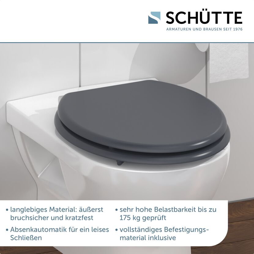 WC-Sitz mit Absenkautomatik anthrazit Holzkern