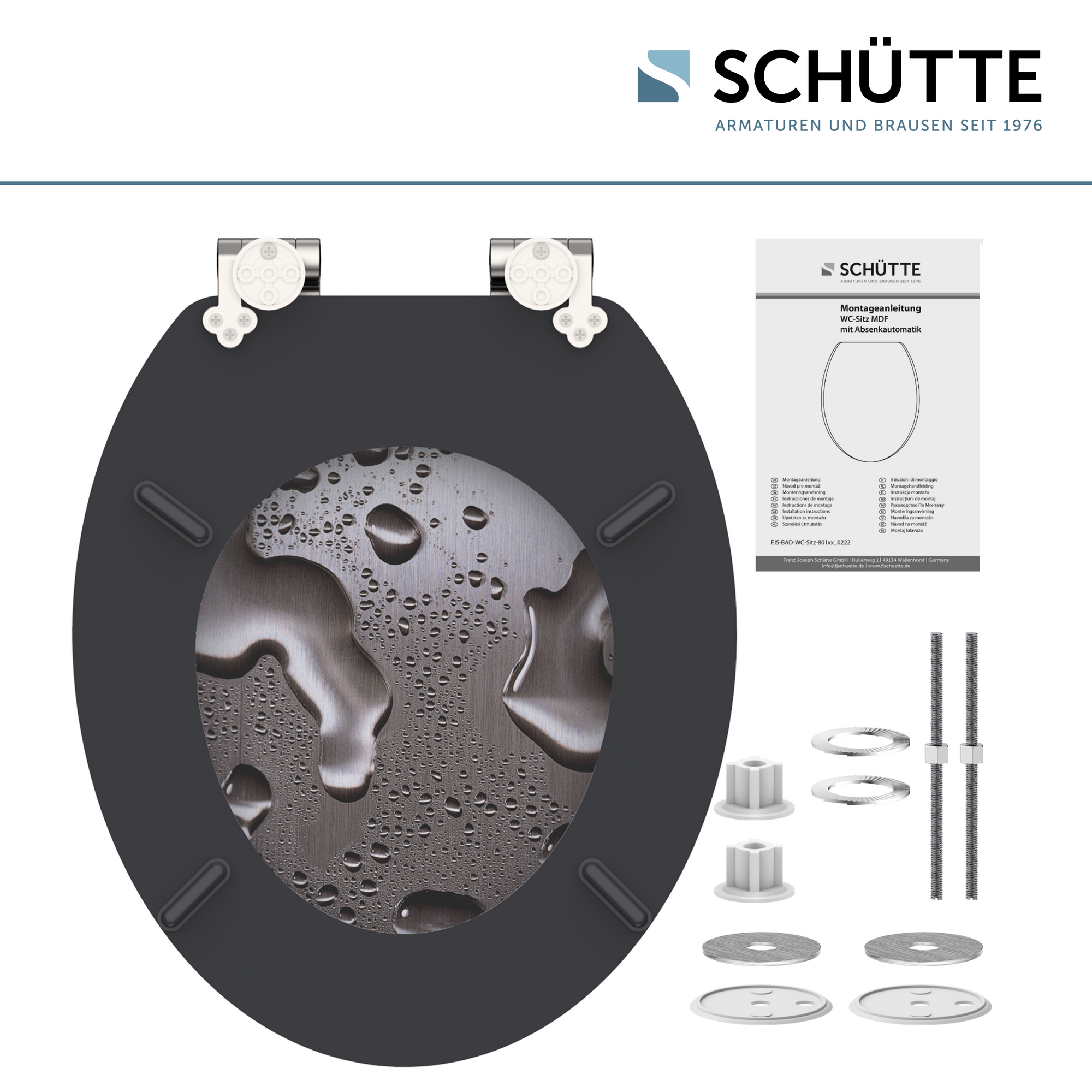 WC-Sitz 'Grey Steel' mit Absenkautomatik Holzkern