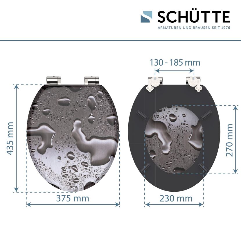 WC-Sitz 'Grey Steel' mit Absenkautomatik Holzkern