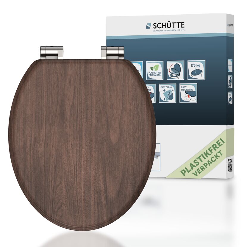 WC-Sitz 'Dark Wood' mit Absenkautomatik dunkelbraun Holzkern
