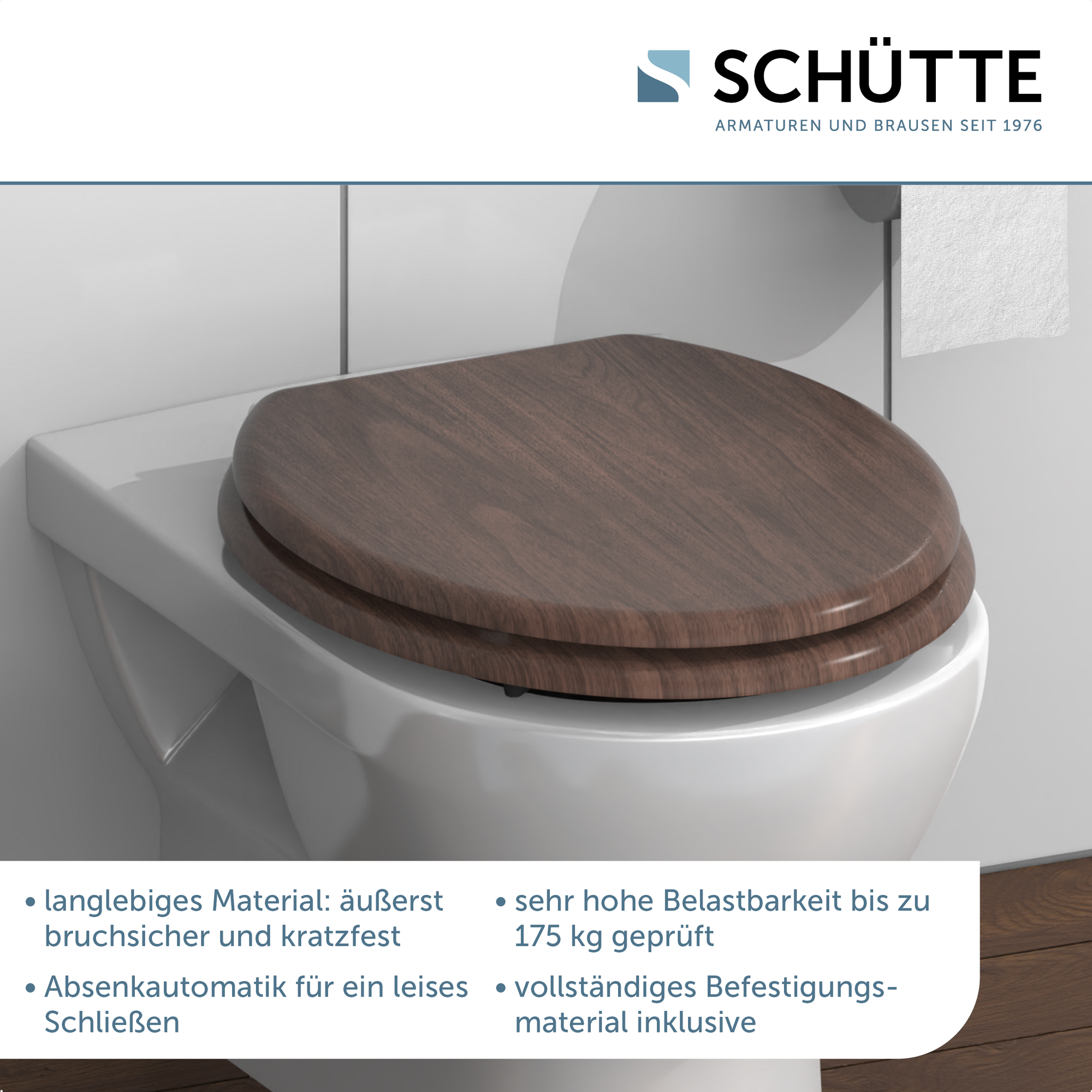 WC-Sitz 'Dark Wood' mit Absenkautomatik dunkelbraun Holzkern