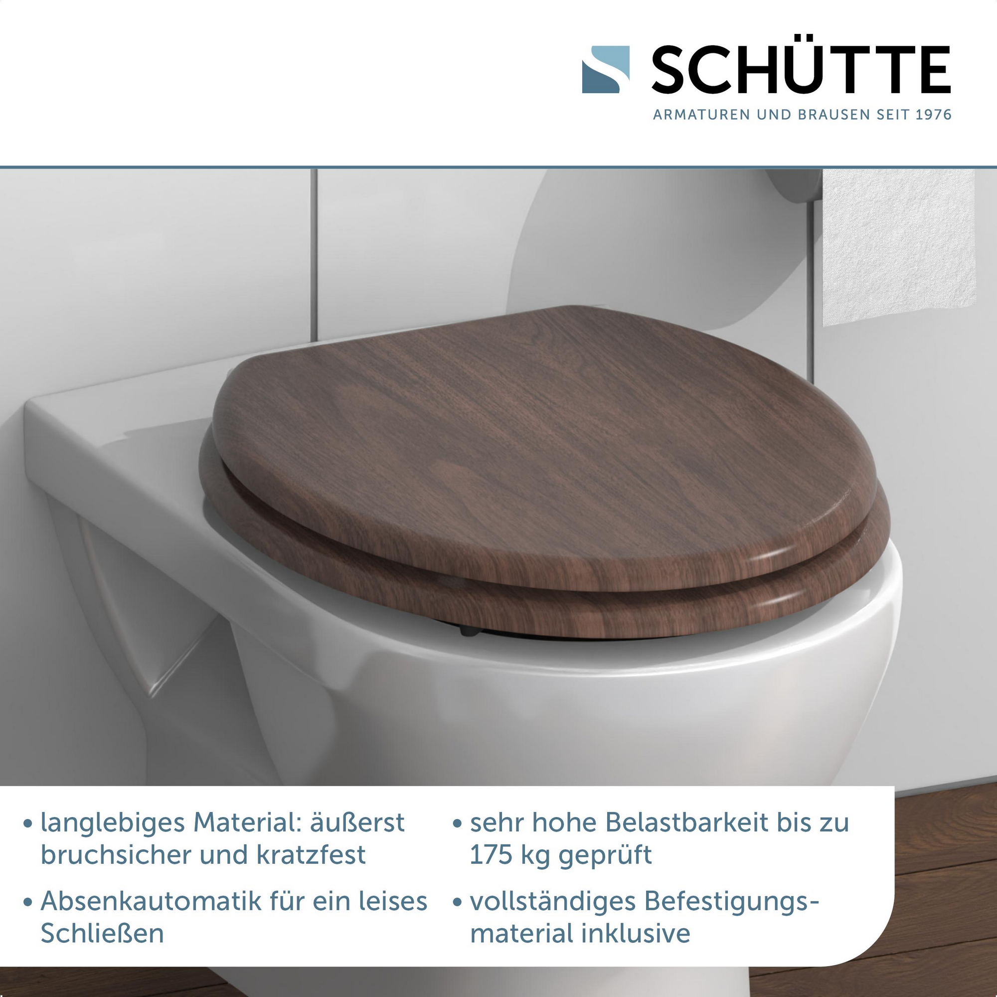 WC-Sitz 'Dark Wood' mit Absenkautomatik dunkelbraun 37,5 x 43,5 cm + product picture