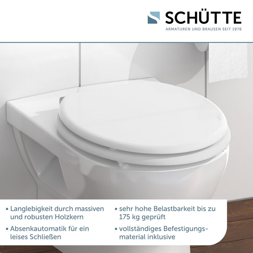 Weißer WC-Sitz der Marke SCHÜTTE.