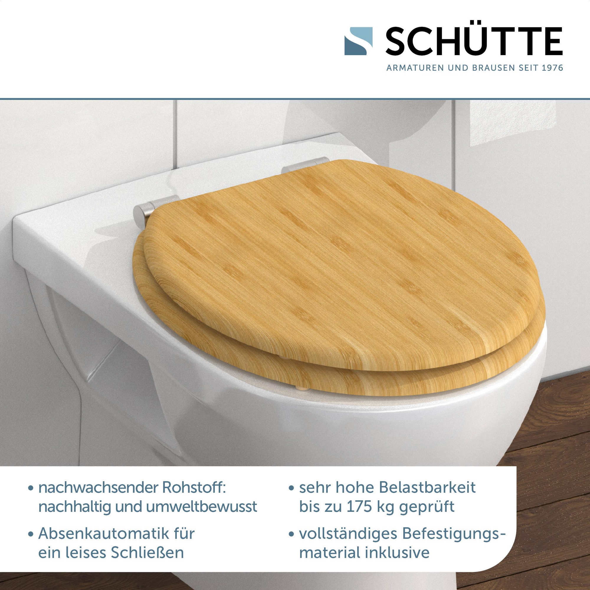 WC-Sitz 'Bambus' mit Absenkautomatik braun 37,2 x 42,5 cm + product picture