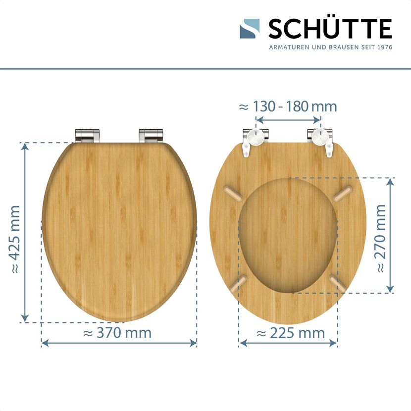 WC-Sitz aus Bambus mit Maßen