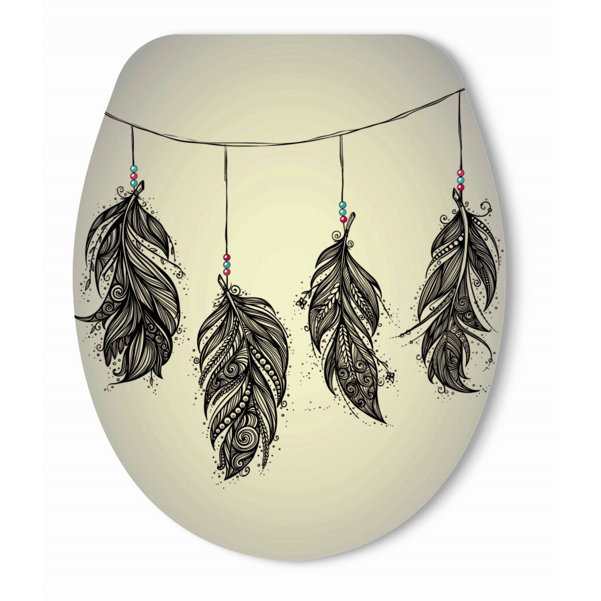 WC-Sitz mit vier verzierten Federn