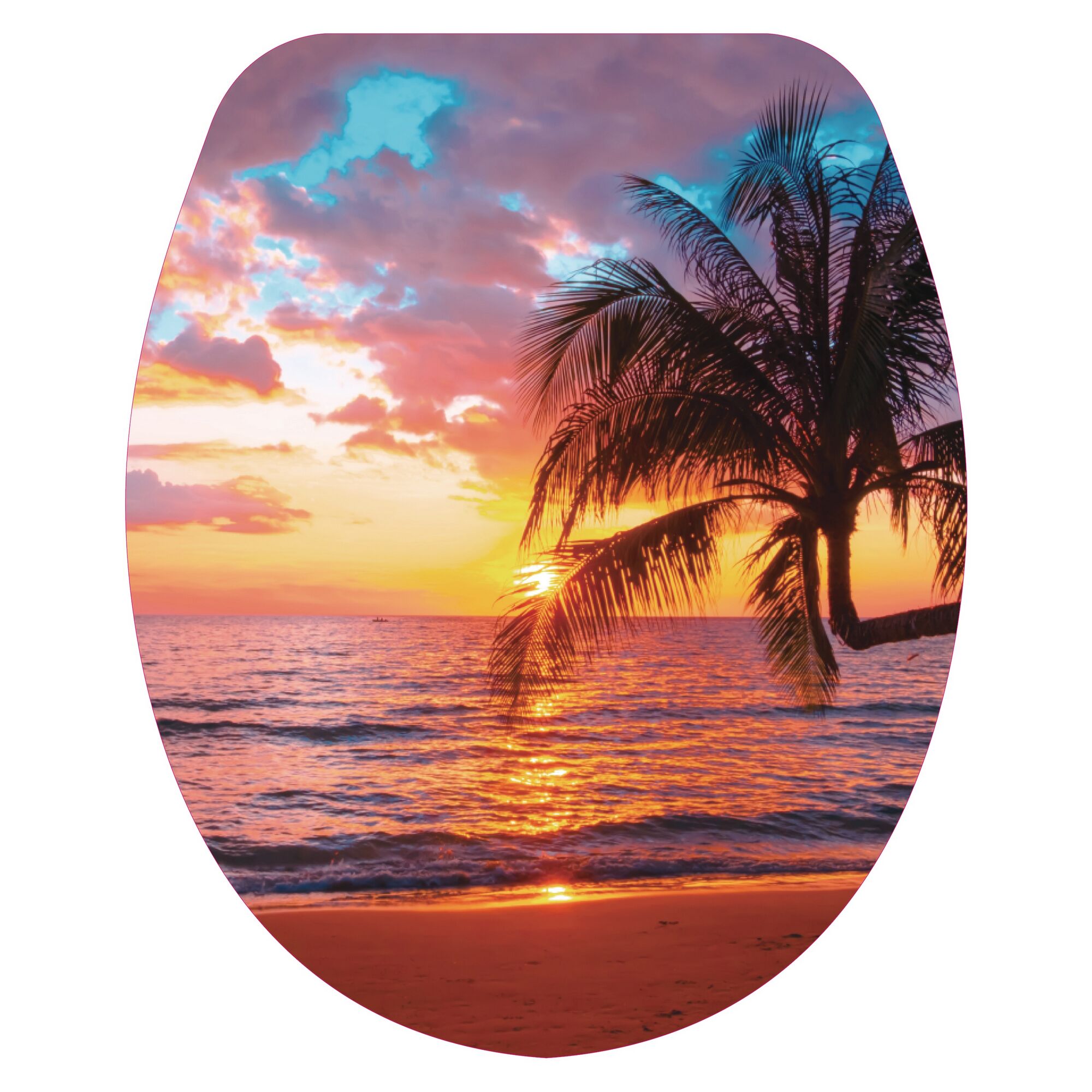 Sonnenuntergang am Strand mit Palme