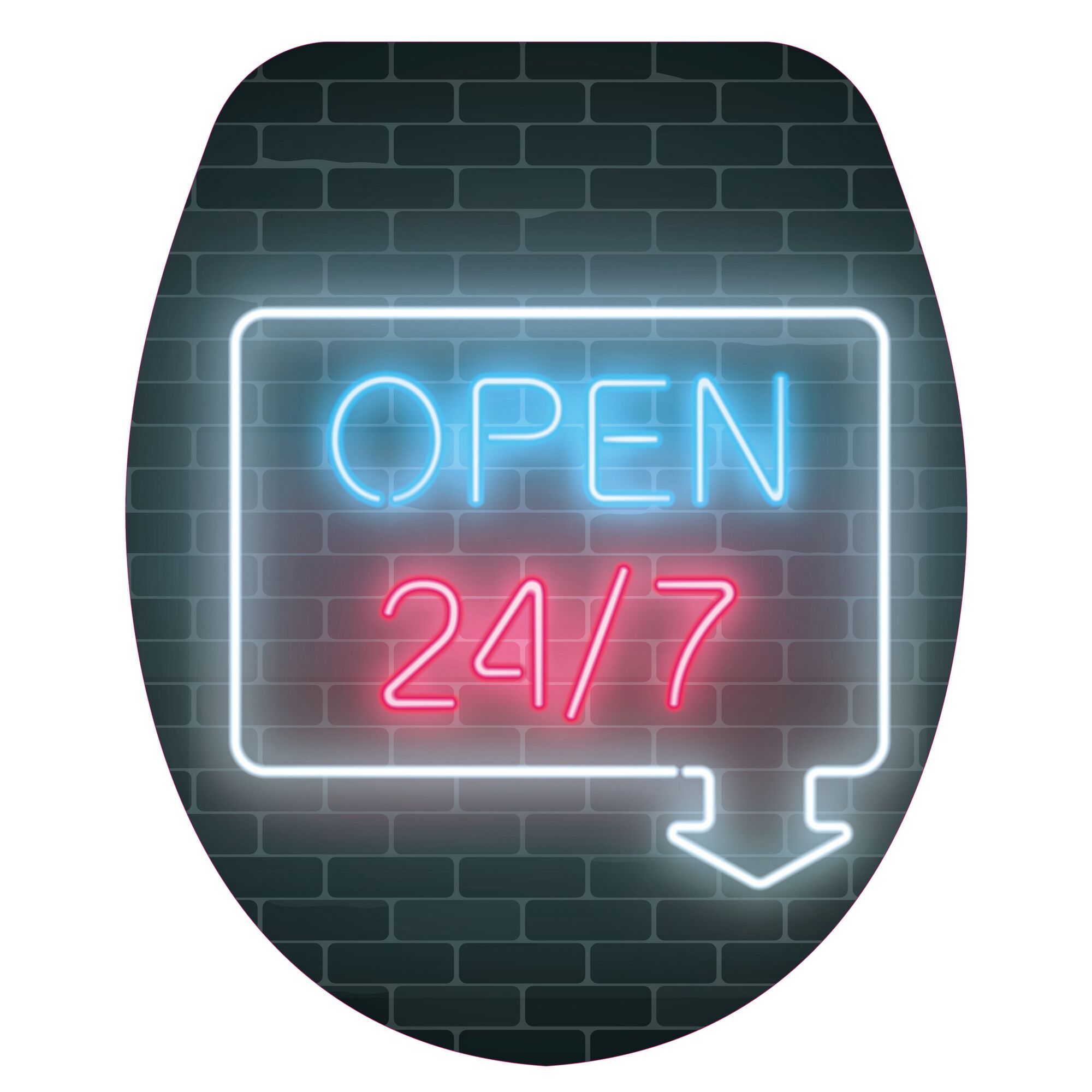 Leuchtreklame mit der Aufschrift Open 24/7
