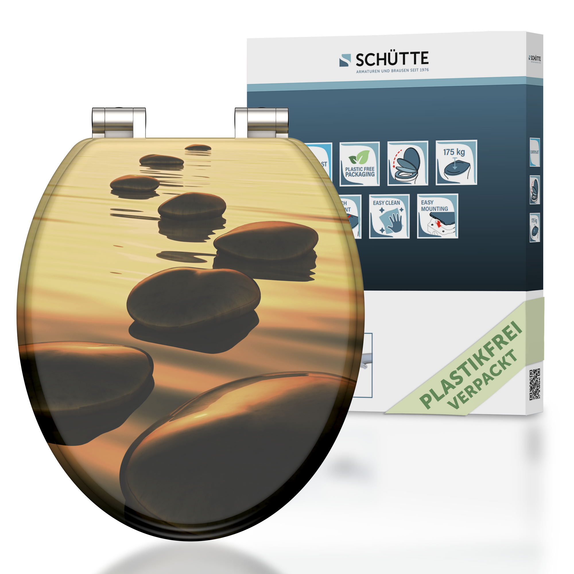 WC-Sitz 'Sea Stone' mit Absenkautomatik Holzkern