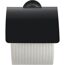 Schwarzer Toilettenpapierhalter mit Papierrolle