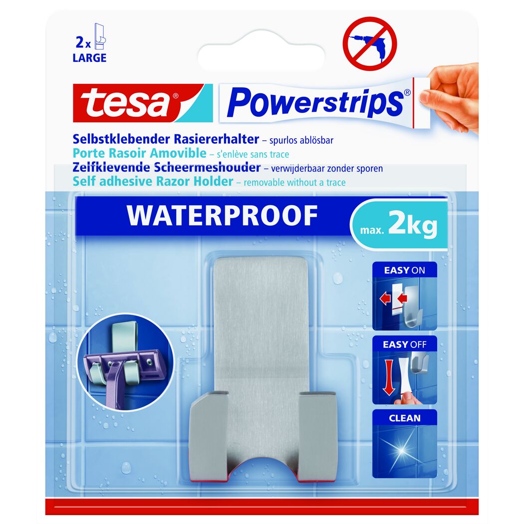 Tesa Powerstrips selbstklebender Rasiererhalter wasserdicht