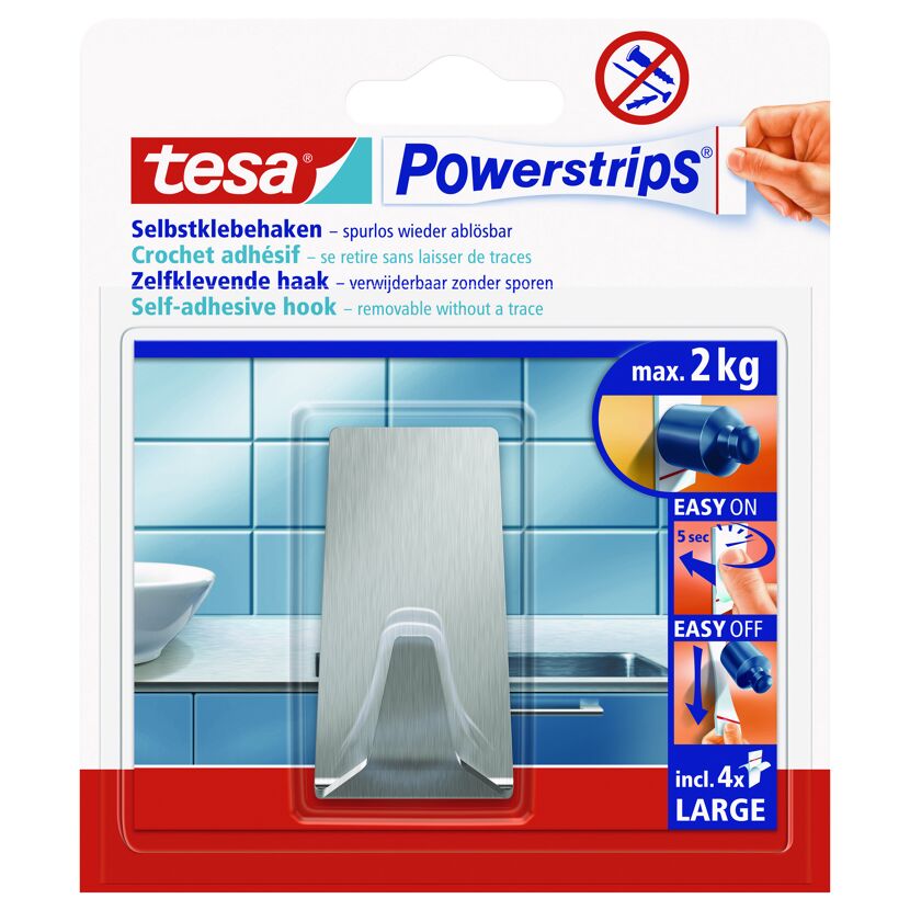 Haken 'Powerstrips Large' Metall eckig selbstklebend