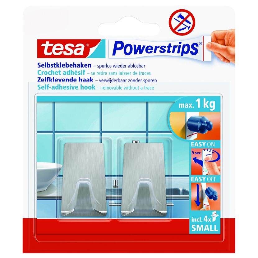 Haken 'Powerstrips Small' Metall eckig selbstklebend